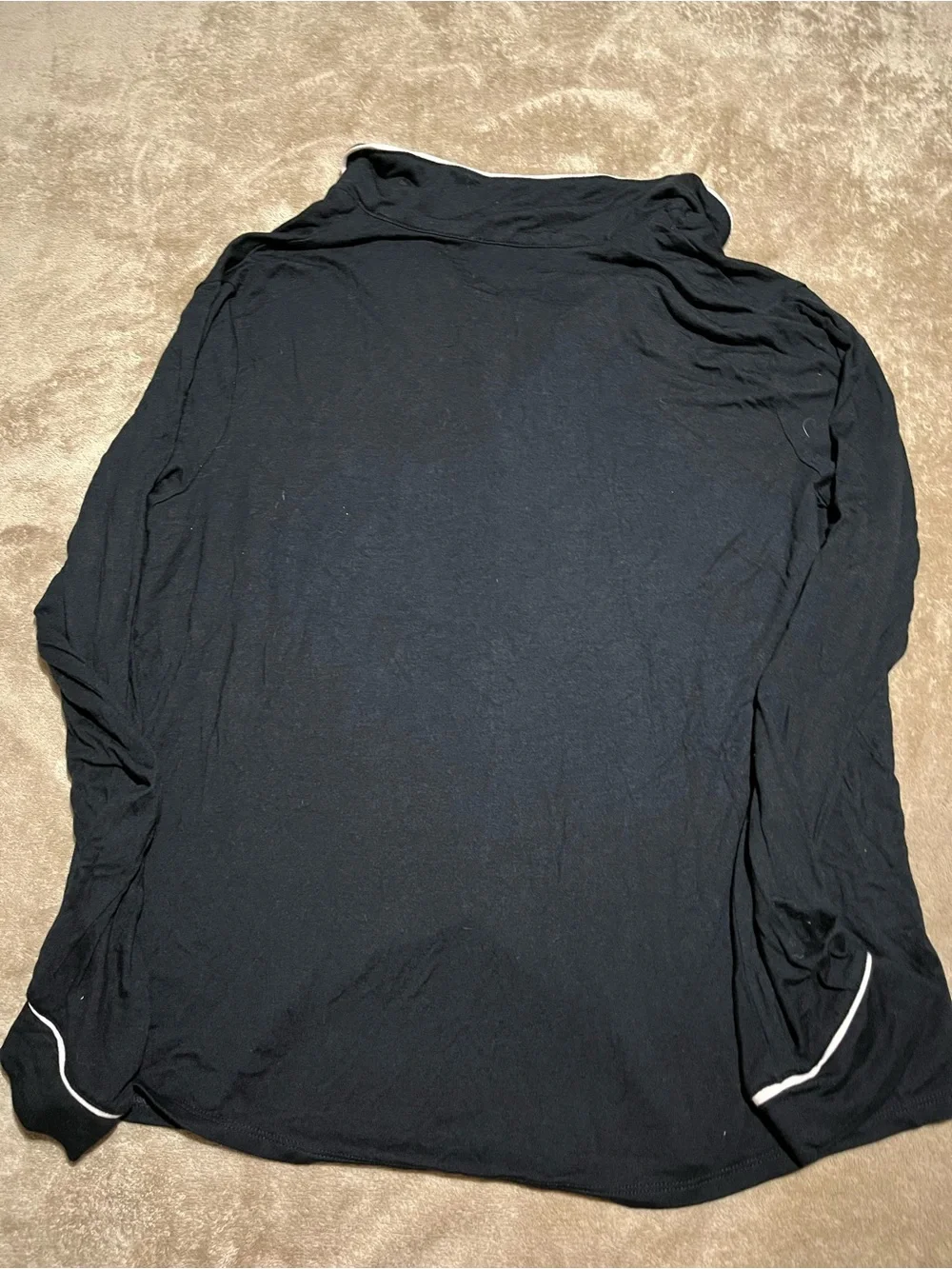 Women’s Black Button-Up Pajama Shirt with Contrast Piping-Large